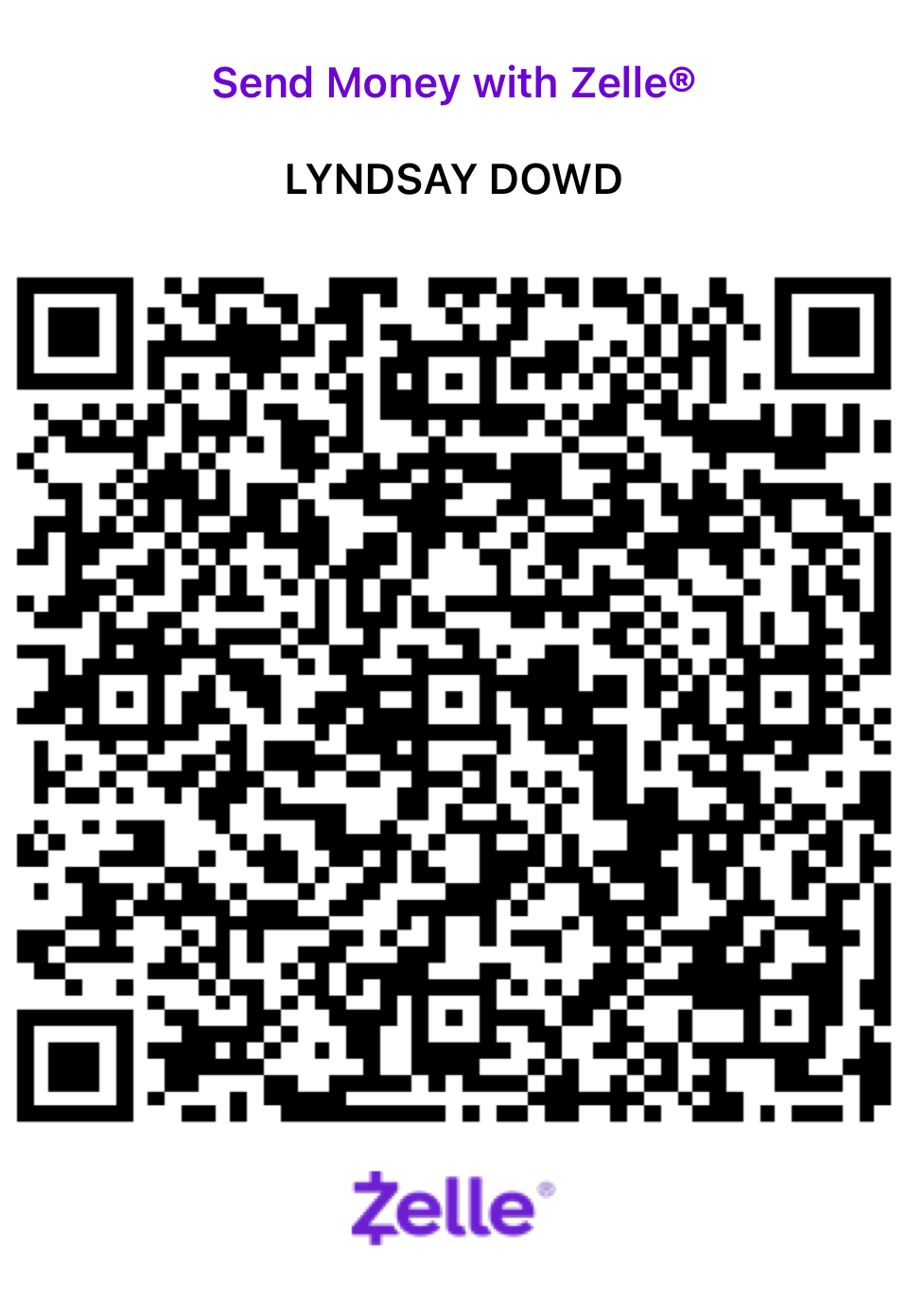 Zelle QR Code for Lyndsay Dowd